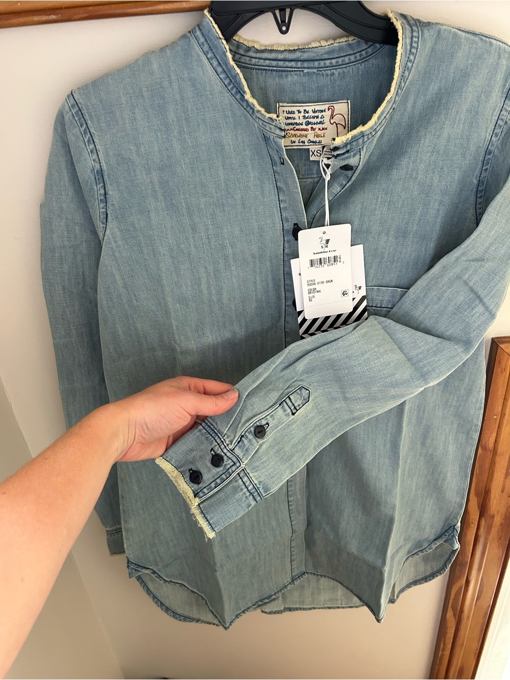 Light Wash Denim Button-Down Shirt - Picture 4 of 5